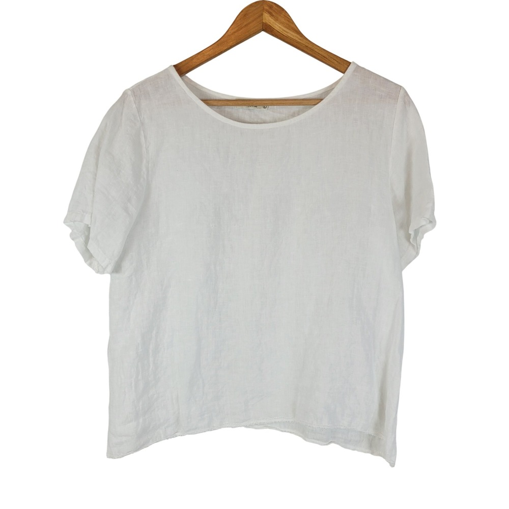 Terzo Millennio 100% Linen Blouse Top White Size Large Made in Italy